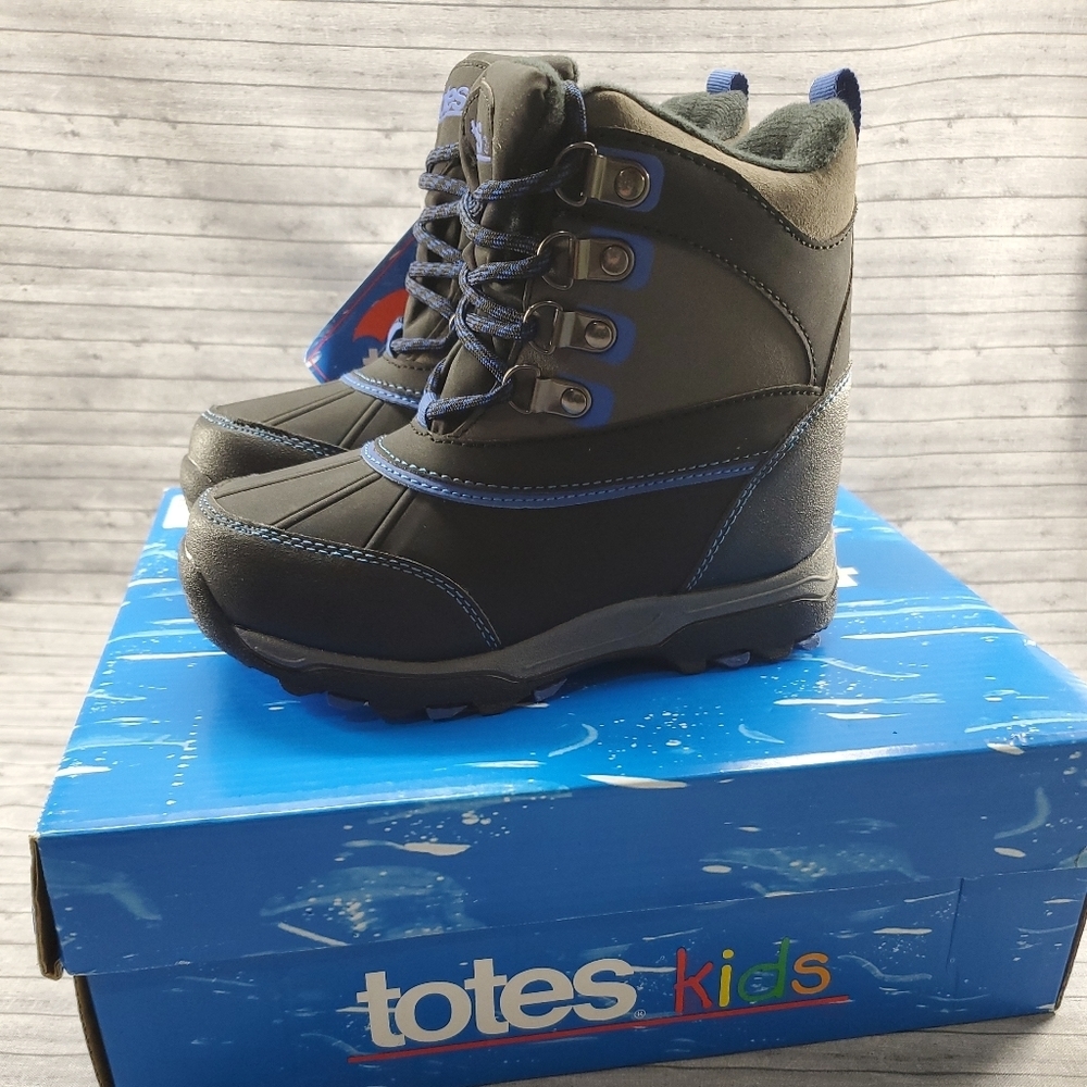 Totes Black‎ Gray Blue Winter Snow Boots Size 12 Ricky